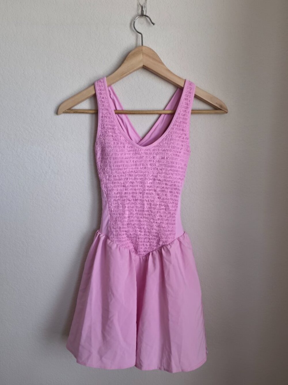 JoyLab bubblegum pink smocked athletic dress with built in shorts NWT XXS